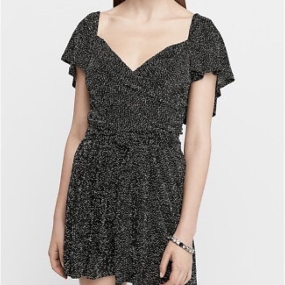 Express Black and White Wrap Polka Dot Romper